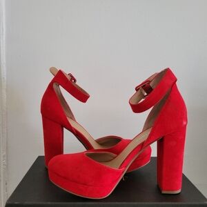Sun + Stone Women's Estrella Block-Heel Pumps - Red 7.5